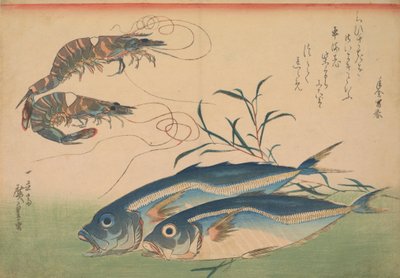 Horse Mackerel with Shrimp or Prawn by Utagawa Hiroshige